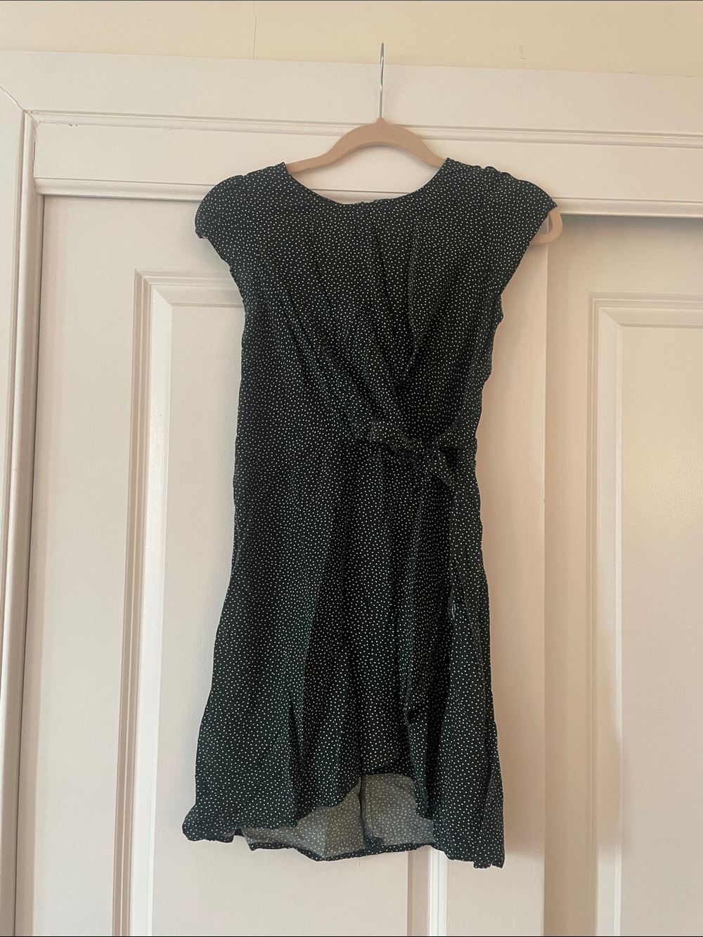 LOFT Black Mini Dress with White Micro Dots